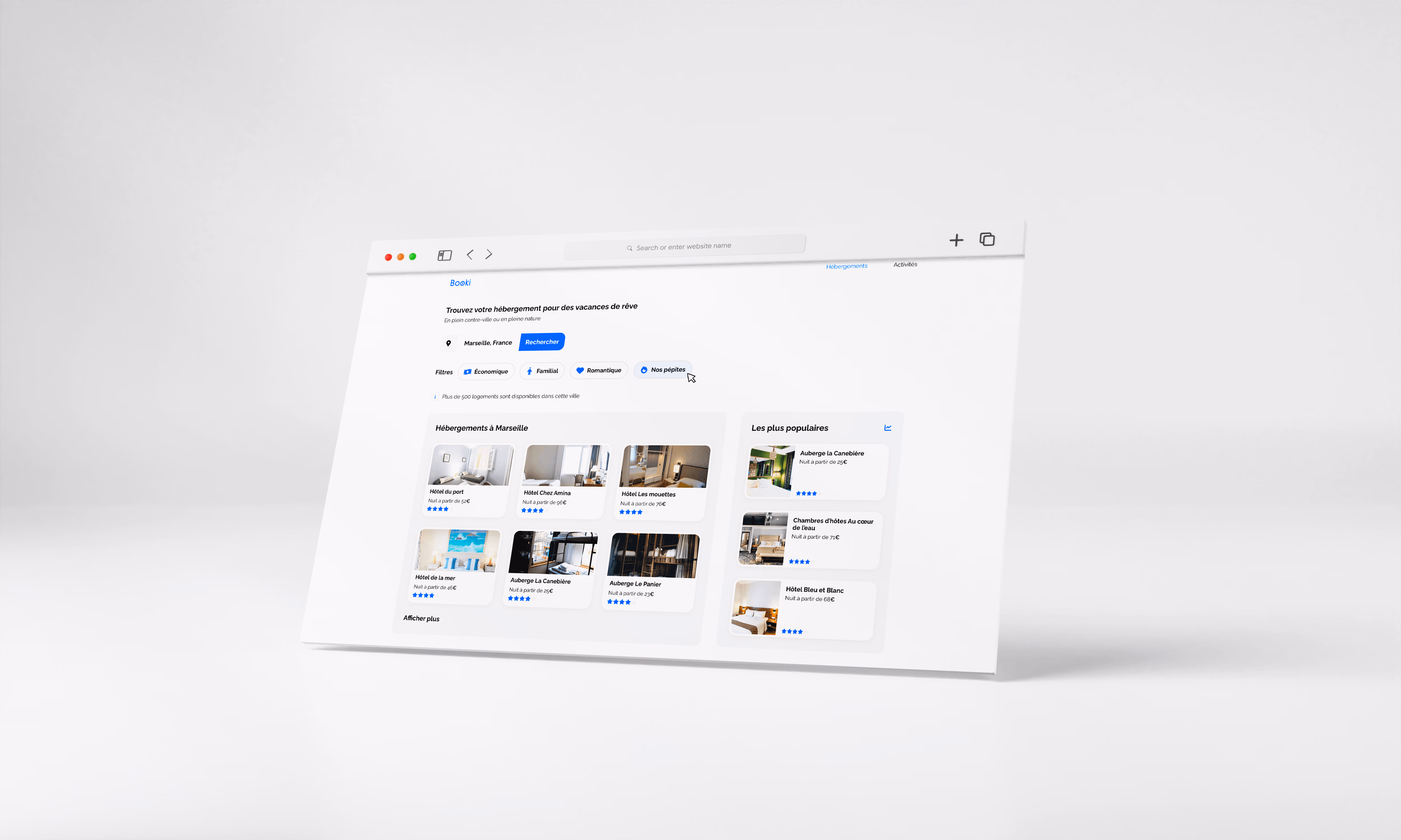 Frontend du site Booki